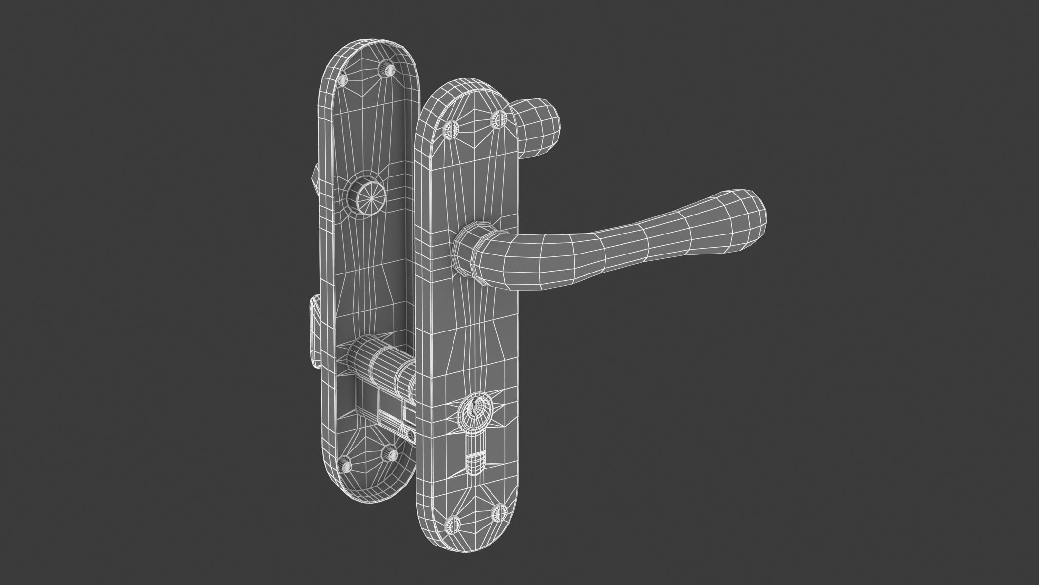 Manital Ibra Door Handle Brass 3D model_5