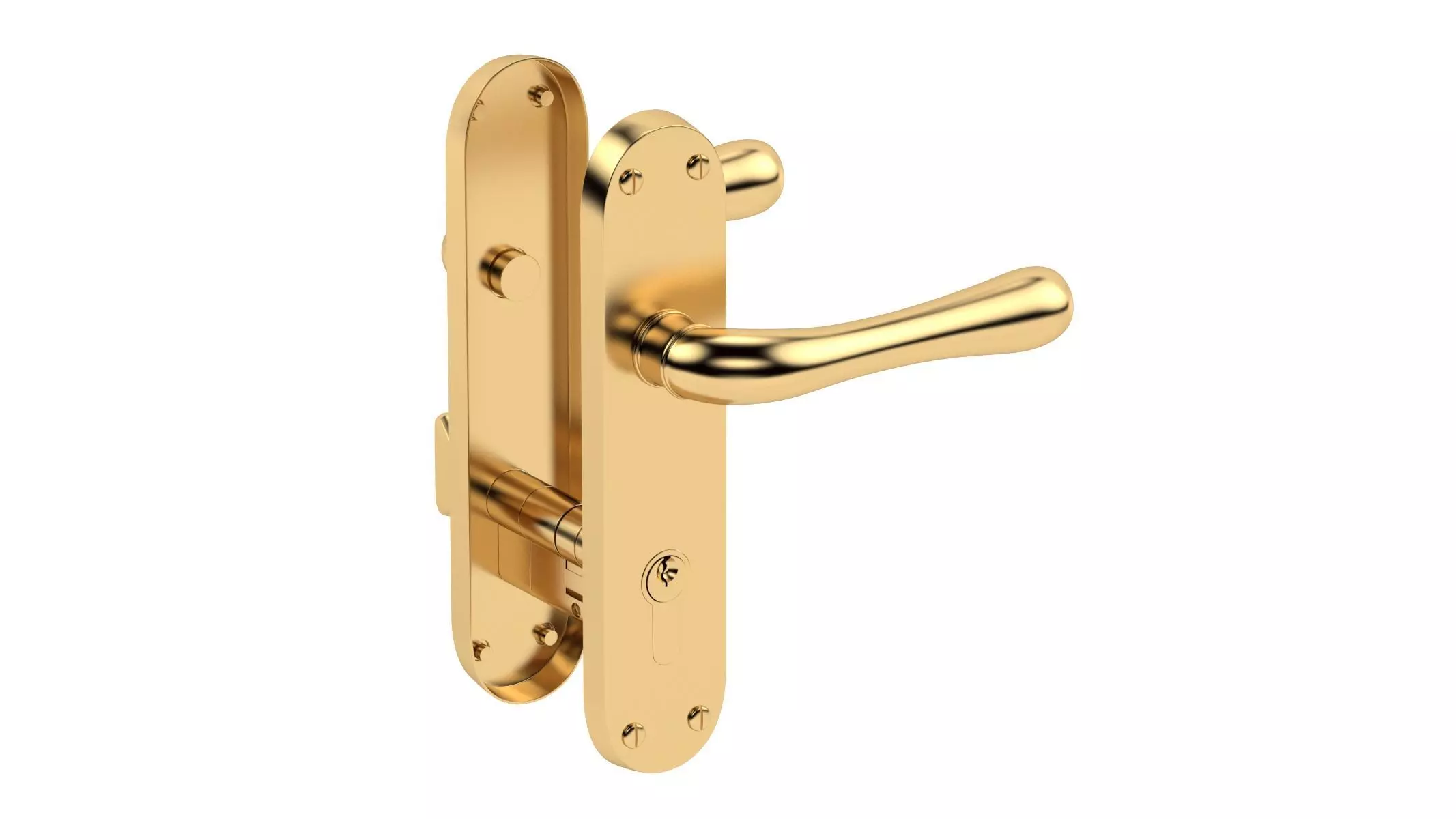 Manital Ibra Door Handle Brass 3D model_0