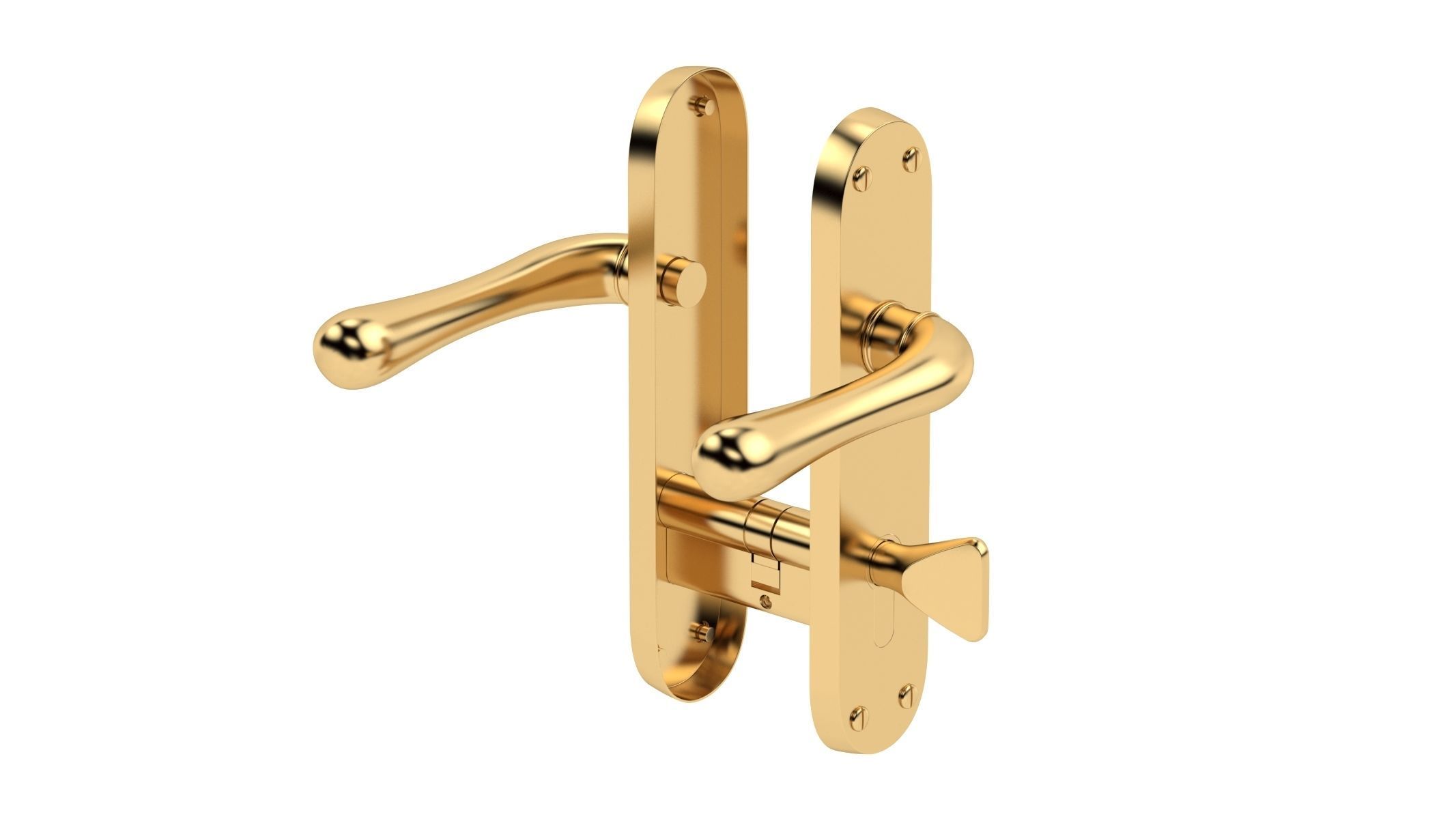 Manital Ibra Door Handle Brass 3D model_2