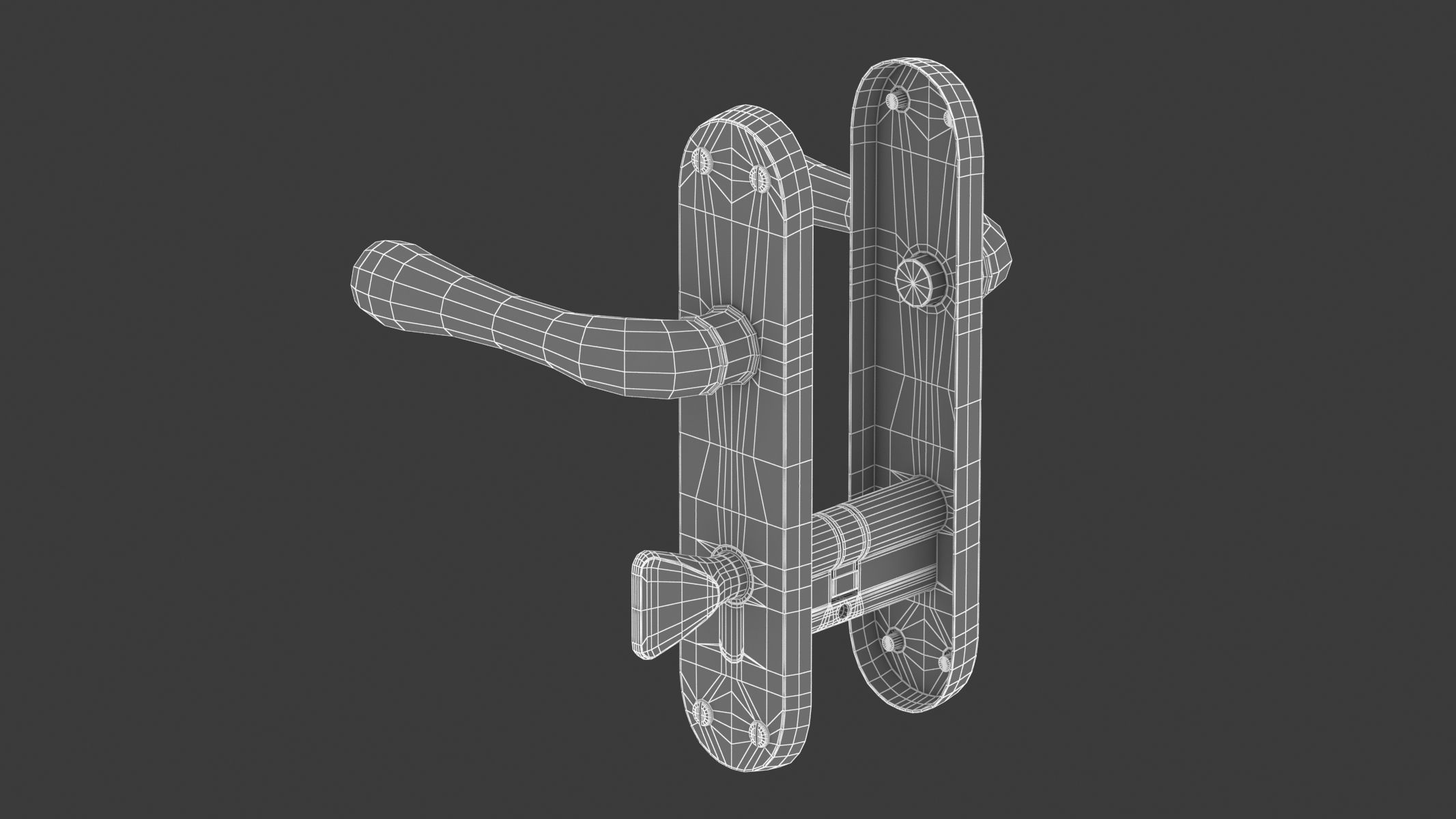 Manital Ibra Door Handle Brass 3D model_6