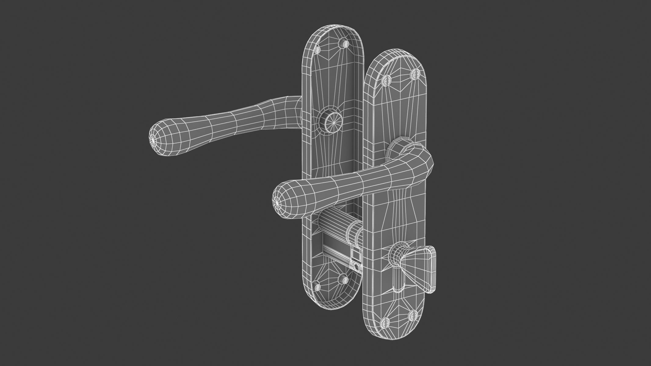 Manital Ibra Door Handle Brass 3D model_7