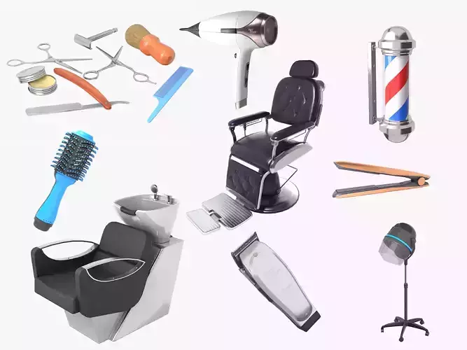 Barber Tools Pack 3D Model Collection