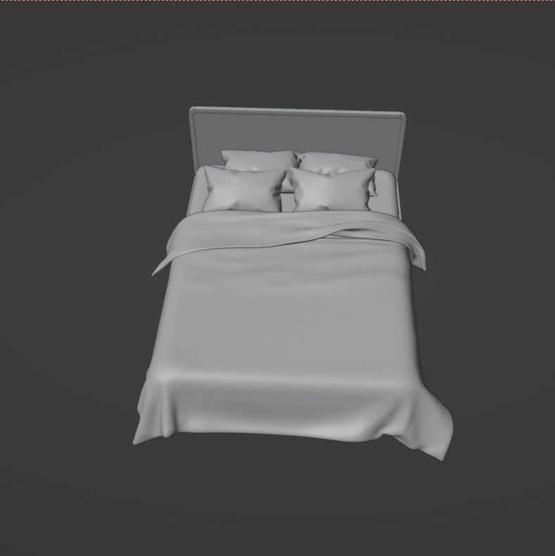 Retro wooden bed Low-poly 3D model_14