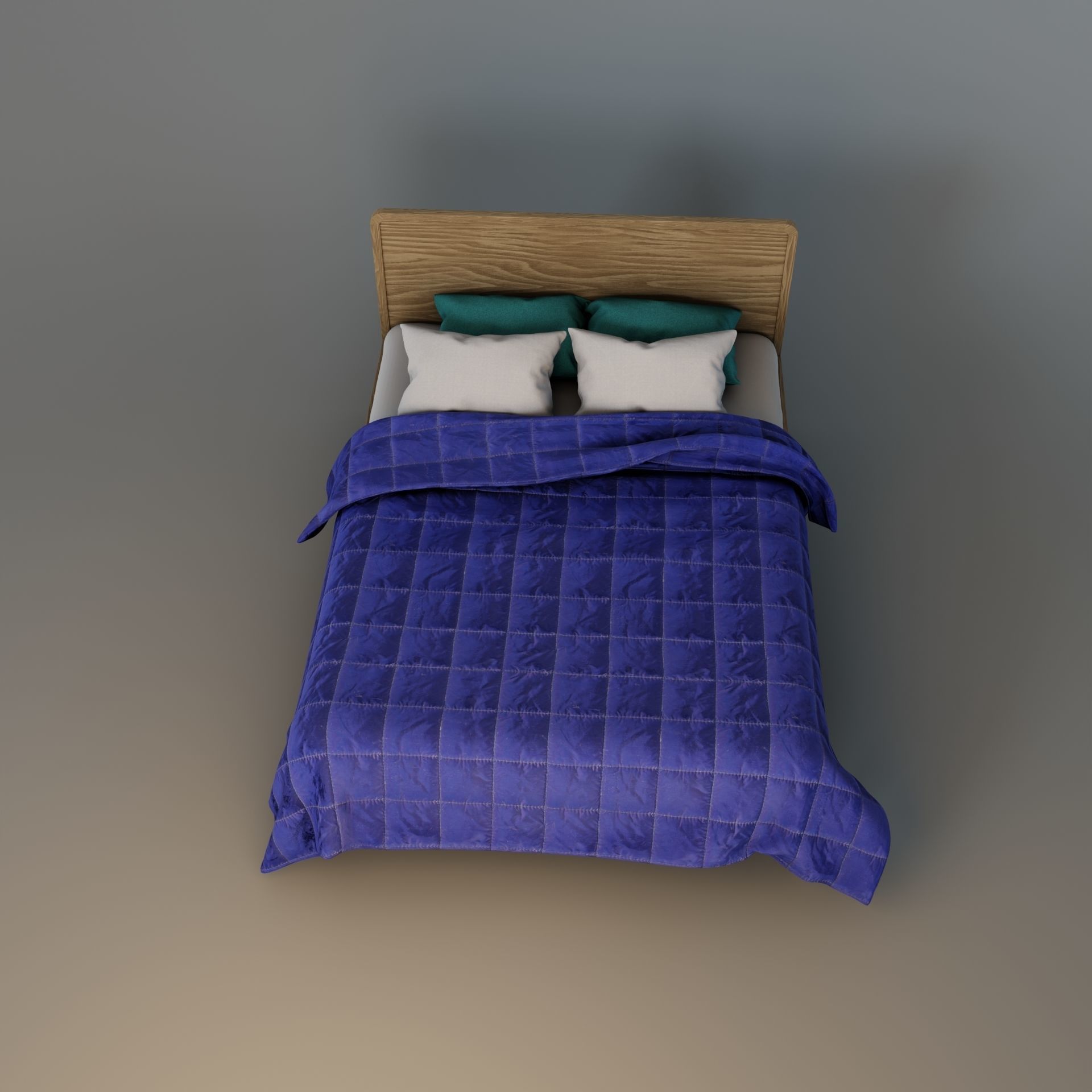 Retro wooden bed Low-poly 3D model_4