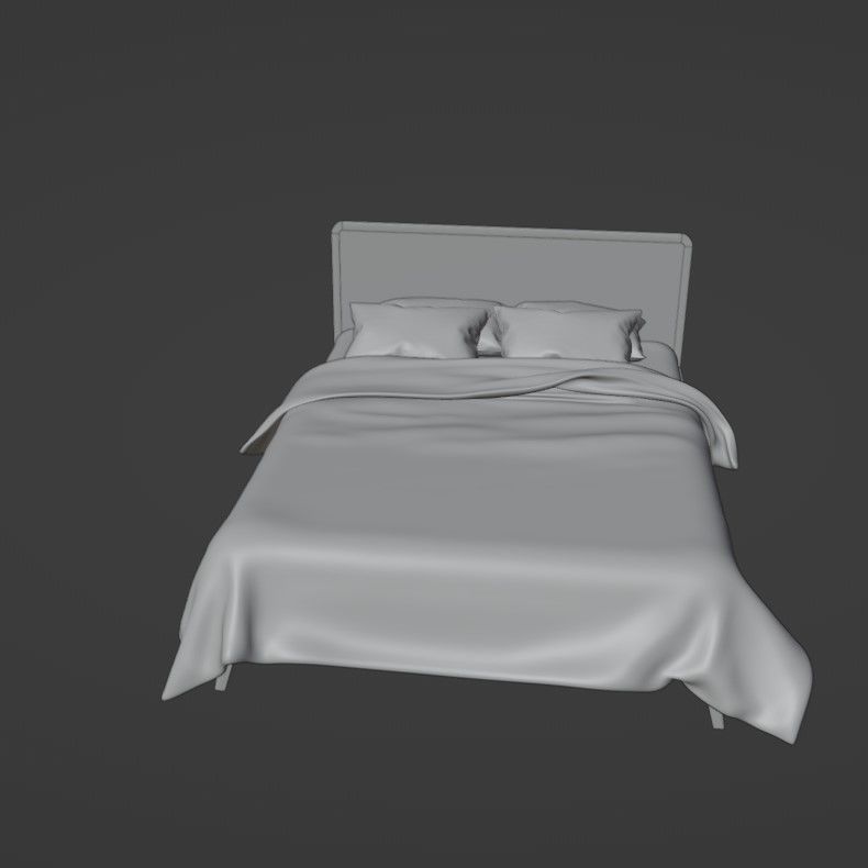 Retro wooden bed Low-poly 3D model_12
