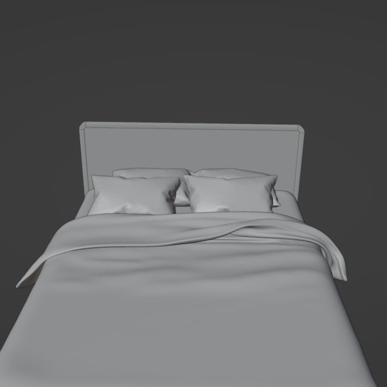 Retro wooden bed Low-poly 3D model_15