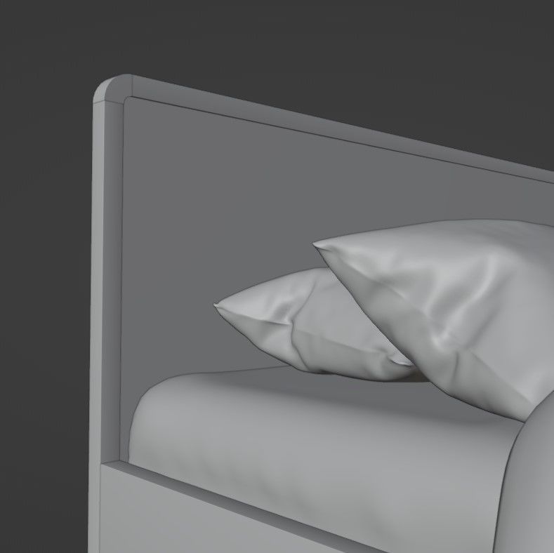 Retro wooden bed Low-poly 3D model_17