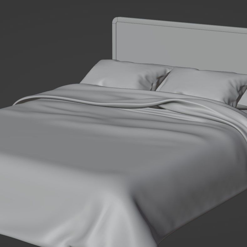 Retro wooden bed Low-poly 3D model_19