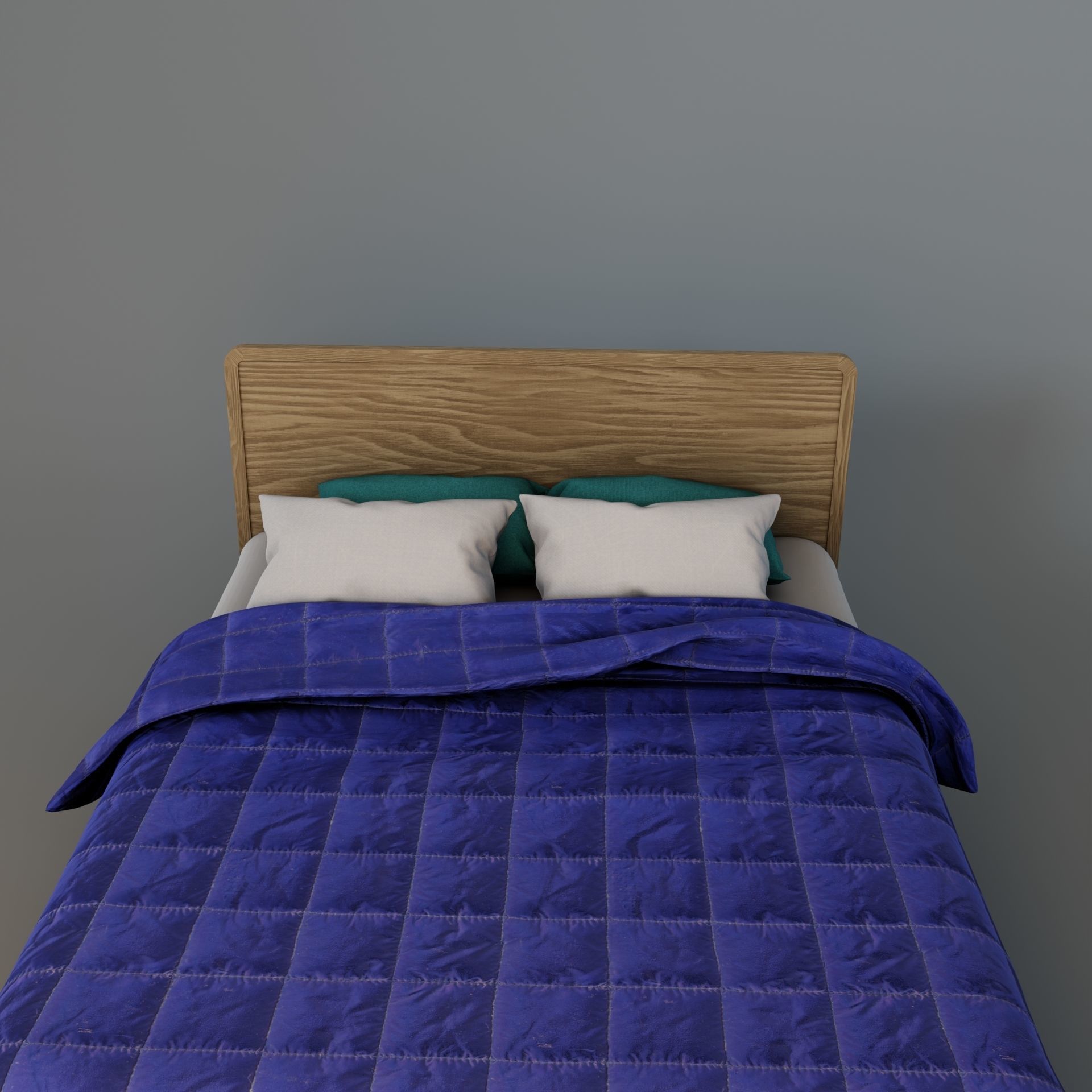 Retro wooden bed Low-poly 3D model_5