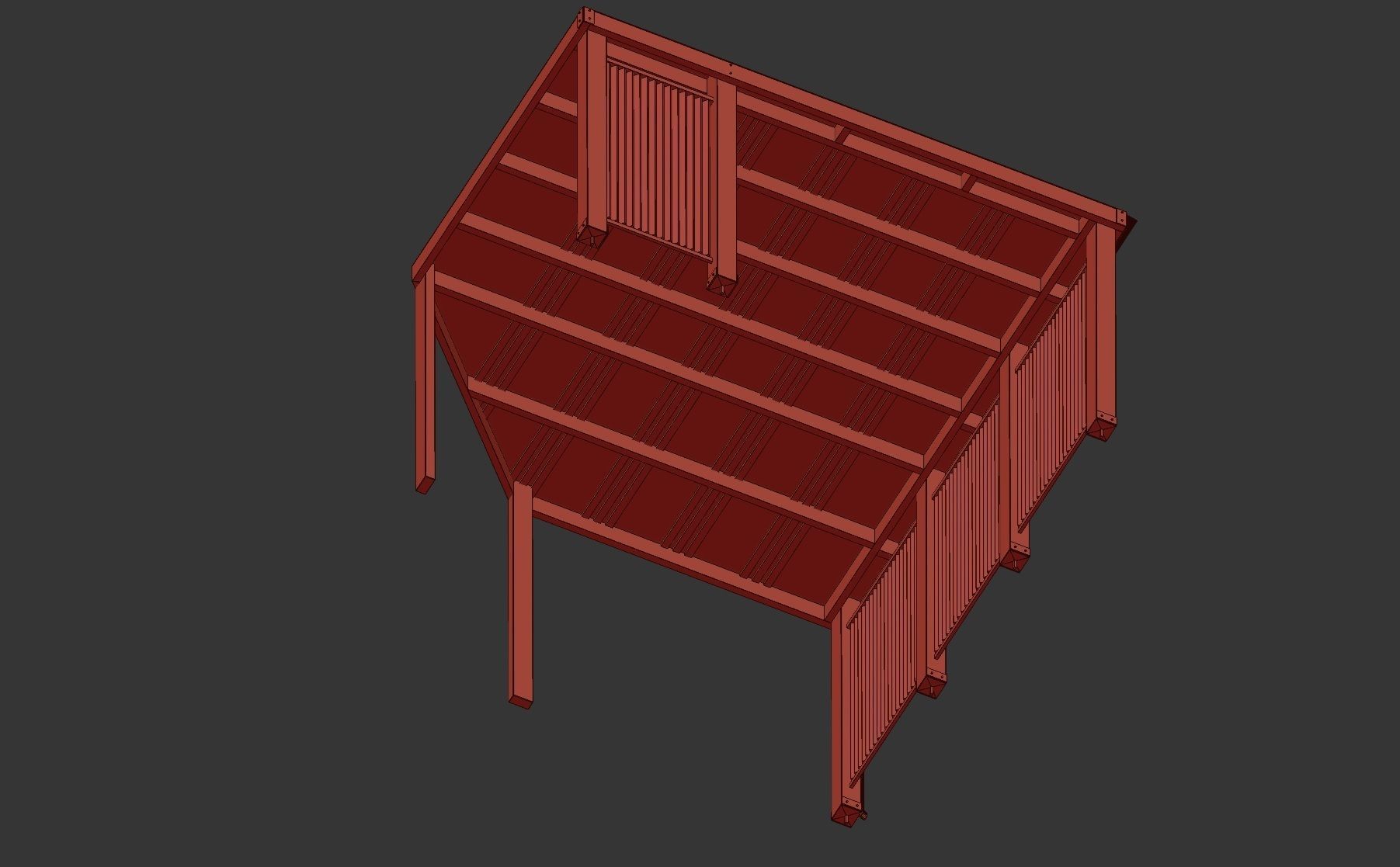 Garden WOODEN Alcove Low-poly 3D model_6