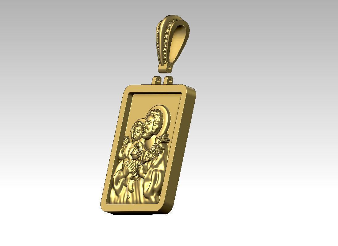 Saint Joseph Solid Thick Dog Tag 3D print model_1