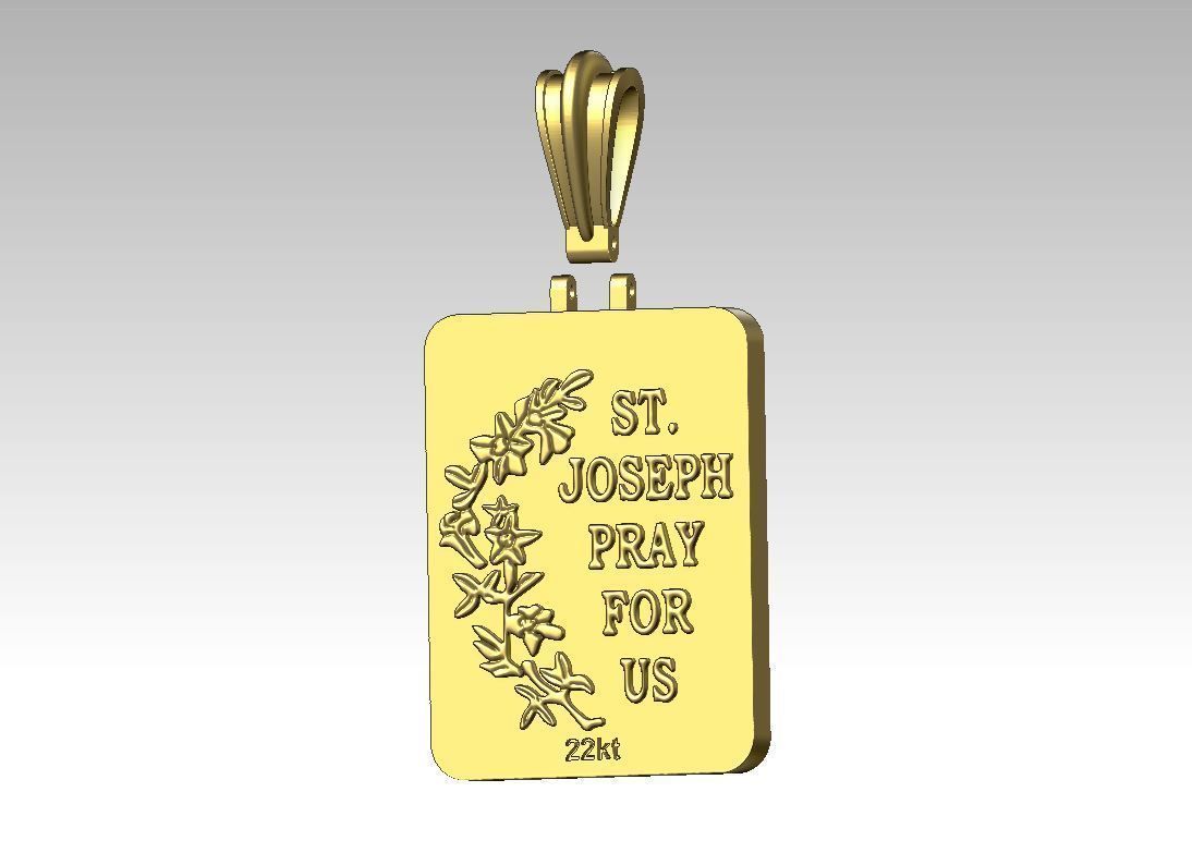 Saint Joseph Solid Thick Dog Tag 3D print model_3