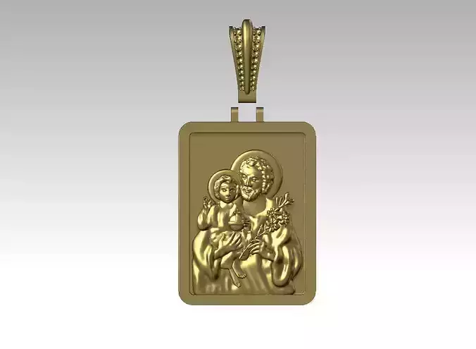 Saint Joseph Solid Thick Dog Tag 3D print model