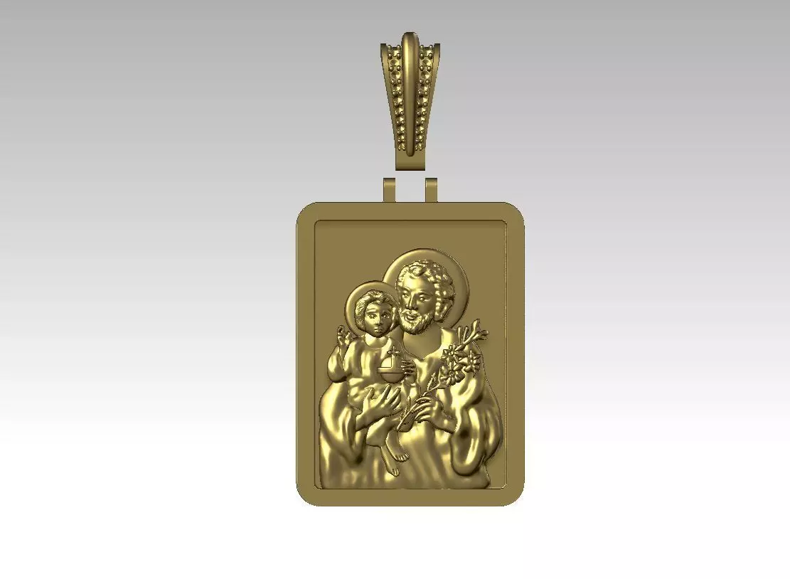 Saint Joseph Solid Thick Dog Tag 3D print model_0