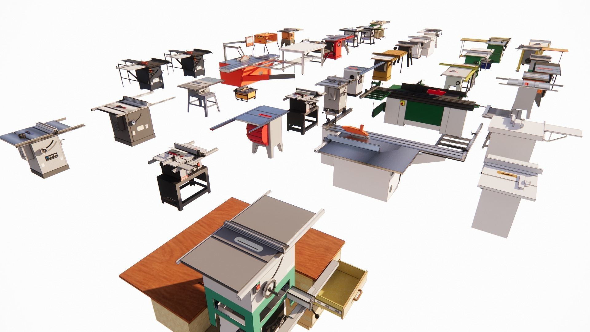 wood working workbench table saw drill 3d model 3D model_1