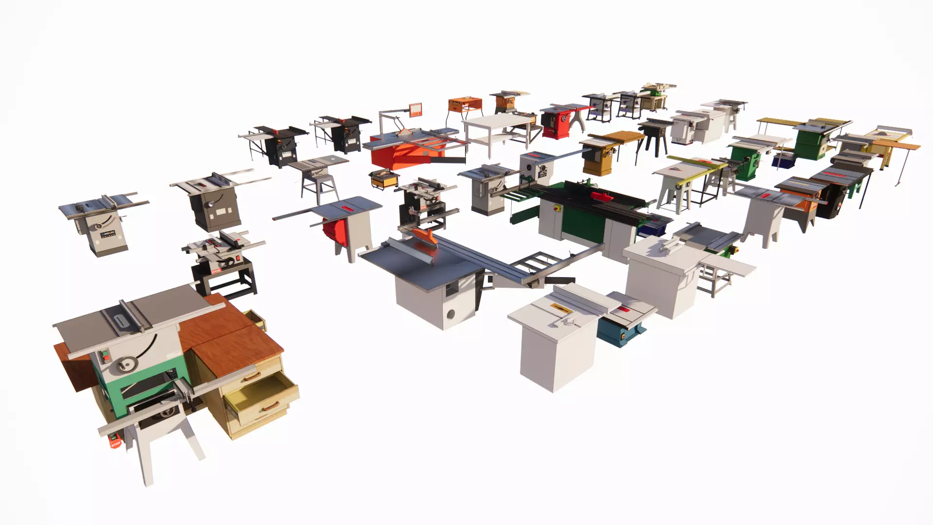 wood working workbench table saw drill 3d model 3D model_0