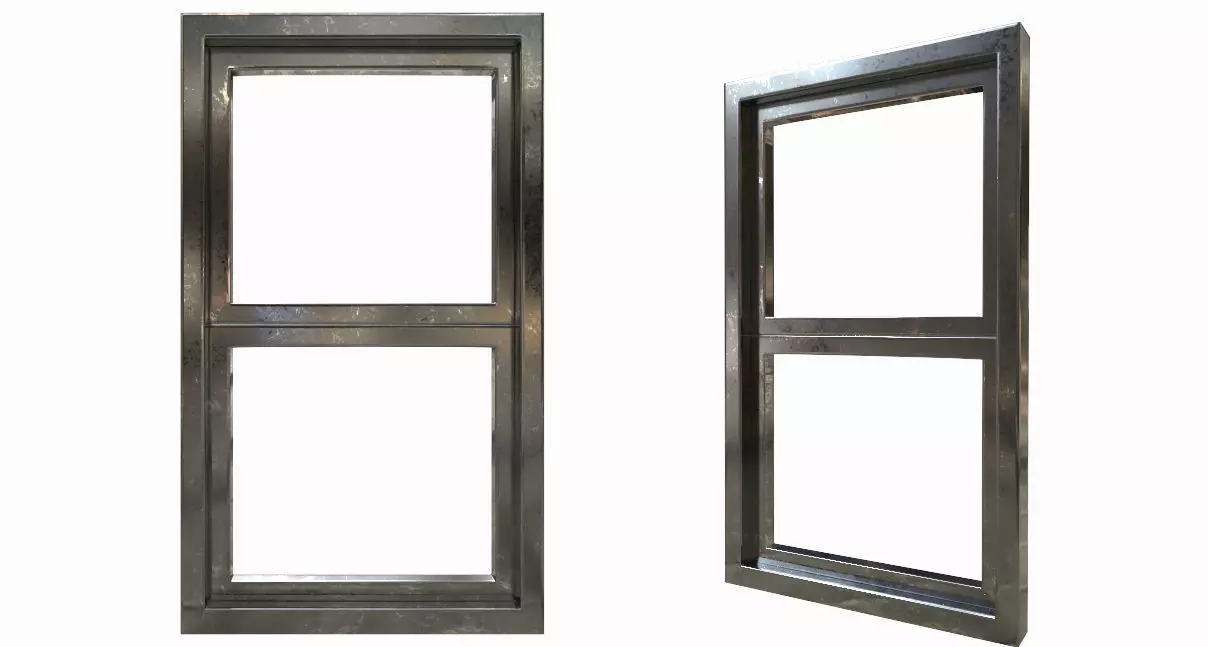 window pair of metal windows Low-poly 3D model