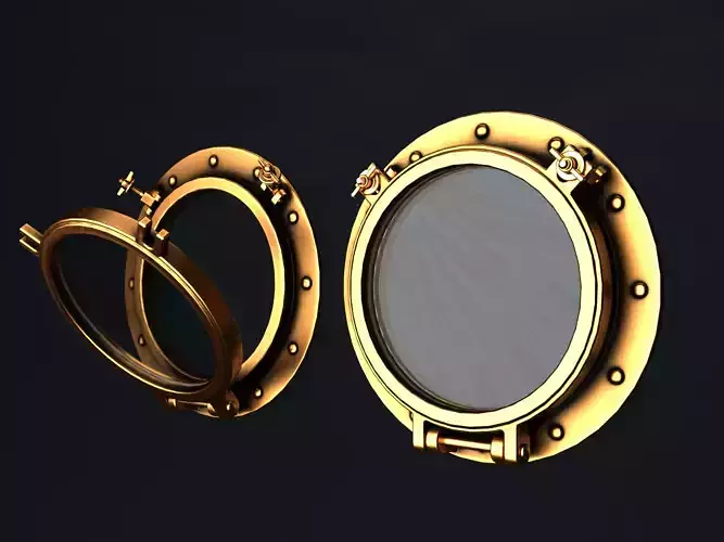 Porthole two golden portholes 3D model