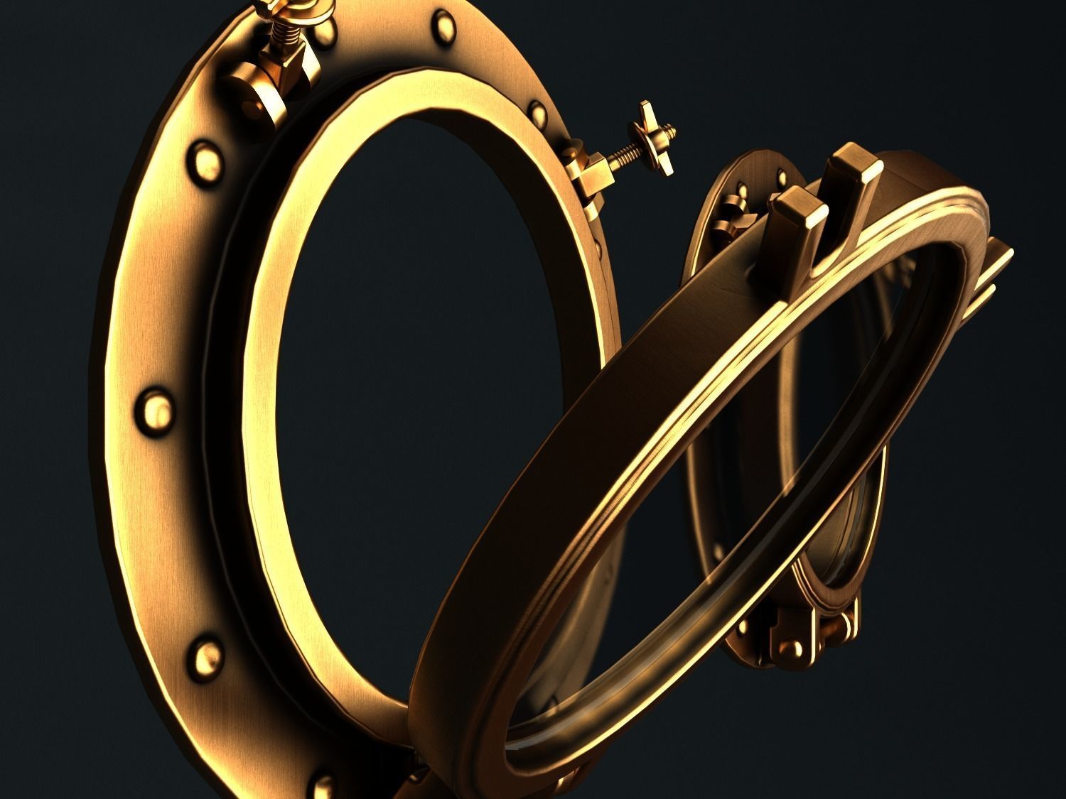 Porthole two golden portholes 3D model_5