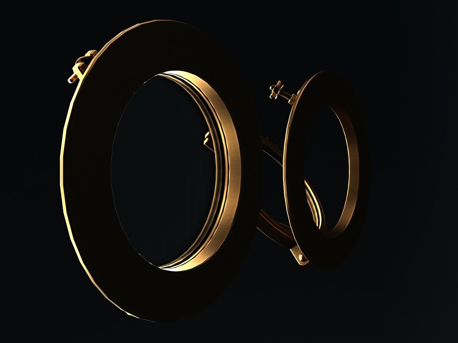 Porthole two golden portholes 3D model_8
