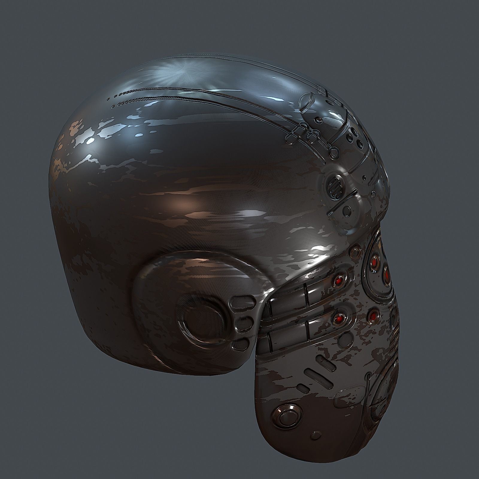 Gas mask helmet 3d model scifi Low-poly Low-poly Low-poly 3D model_6