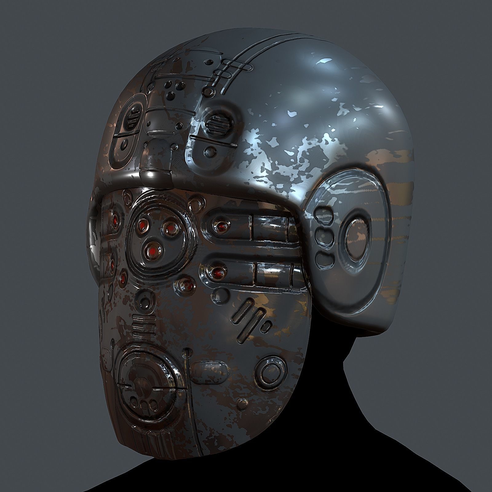 Gas mask helmet 3d model scifi Low-poly Low-poly Low-poly 3D model_2