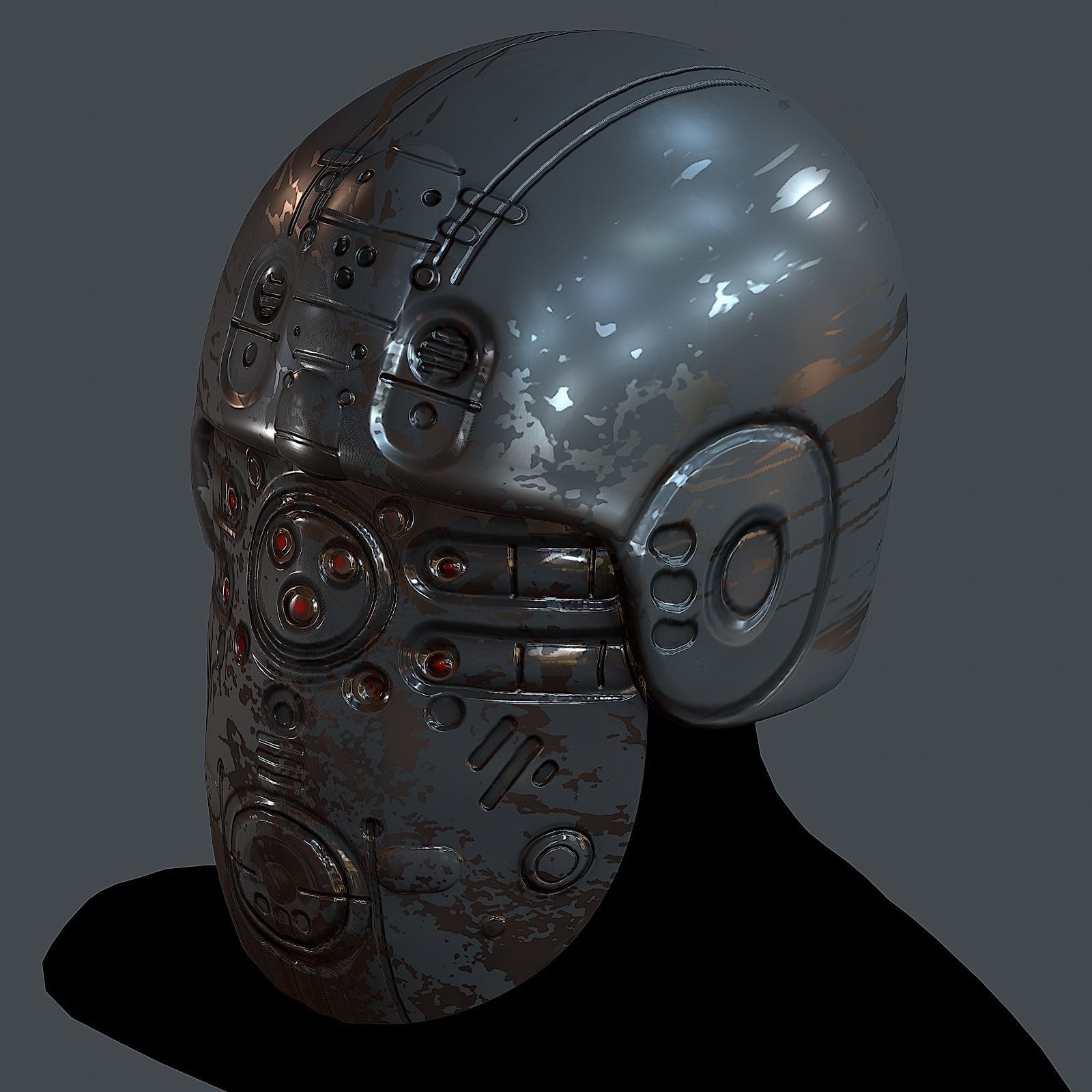 Gas mask helmet 3d model scifi Low-poly Low-poly Low-poly 3D model_3