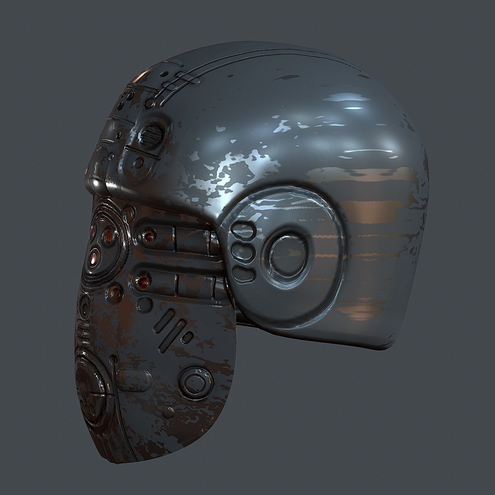 Gas mask helmet 3d model scifi Low-poly Low-poly Low-poly 3D model_4