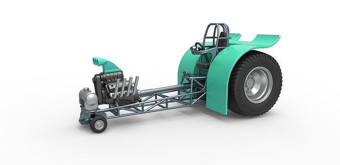  Pulling tractor with single V8 engine Scale 1 to 25 3D print model