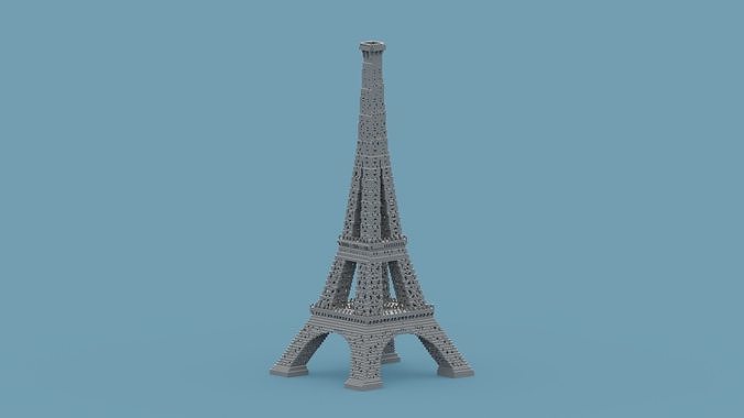 Voxel Eiffel Tower  Low-poly 3D model