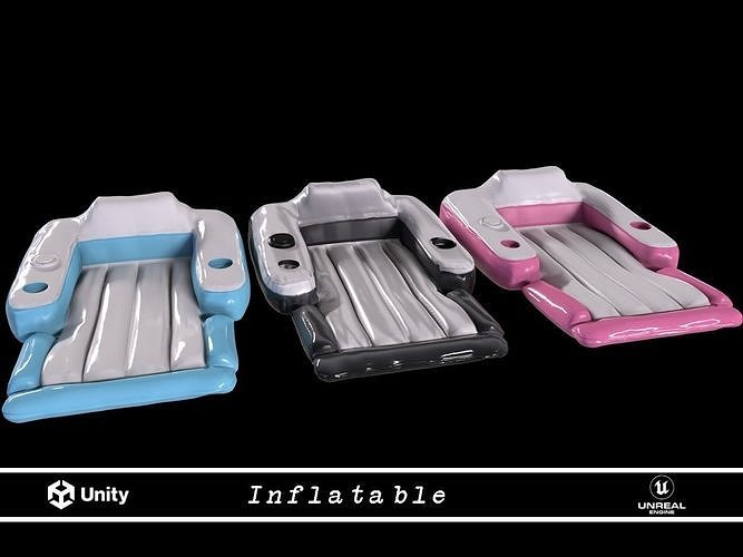 Inflatable - Game ready - PBR three lounge chairs Low-poly 3D model