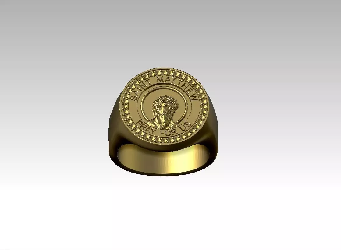 Saint Matthew Diamond Signet Ring 3D print model
