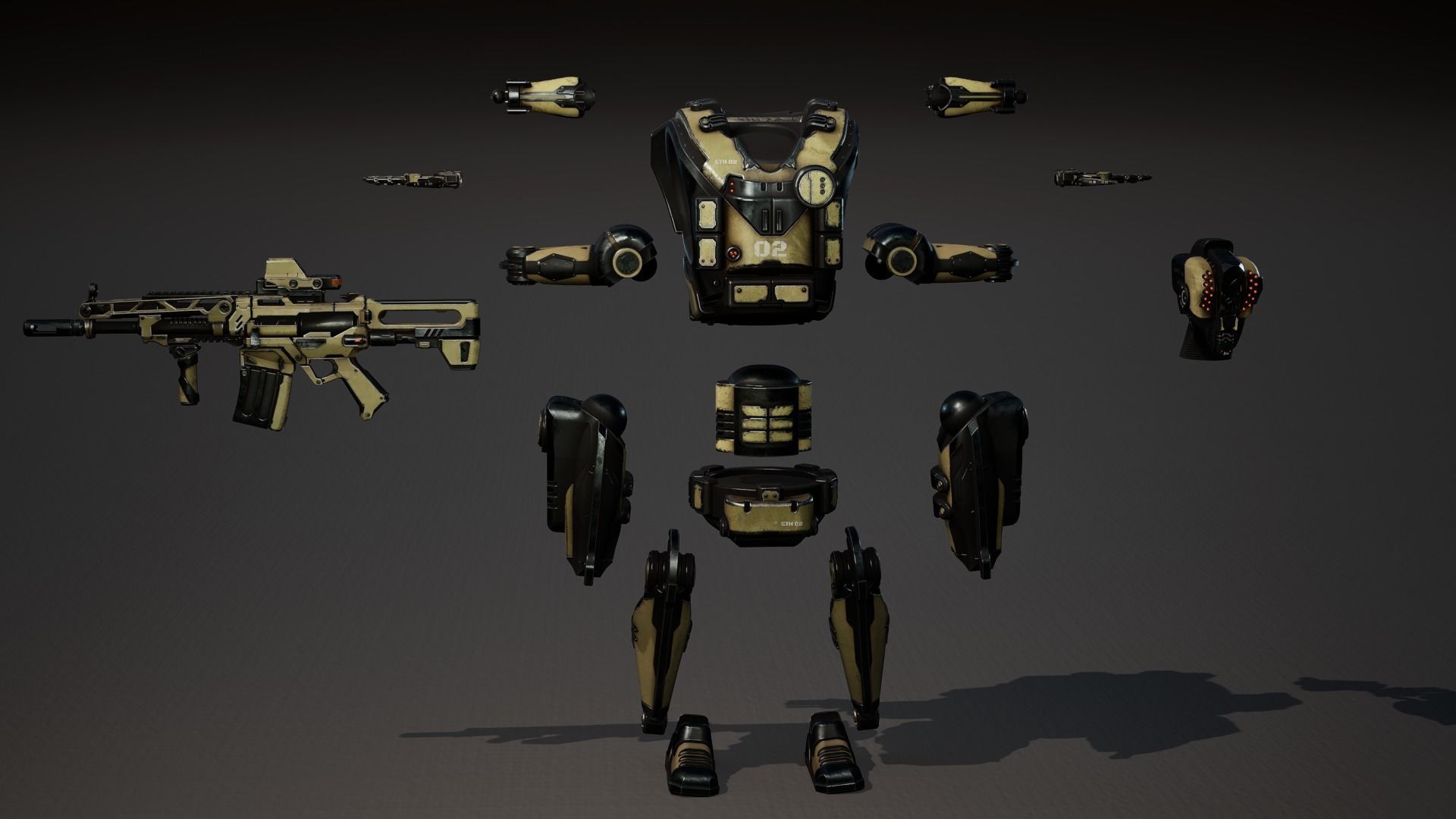 Etasphera02 assault rifle Low-poly 3D model_7