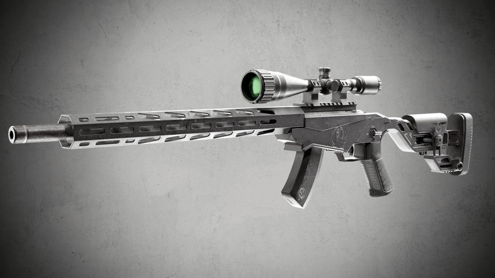 RUGER PRECISION RIMFIRE 8402 Low-poly 3D model_2