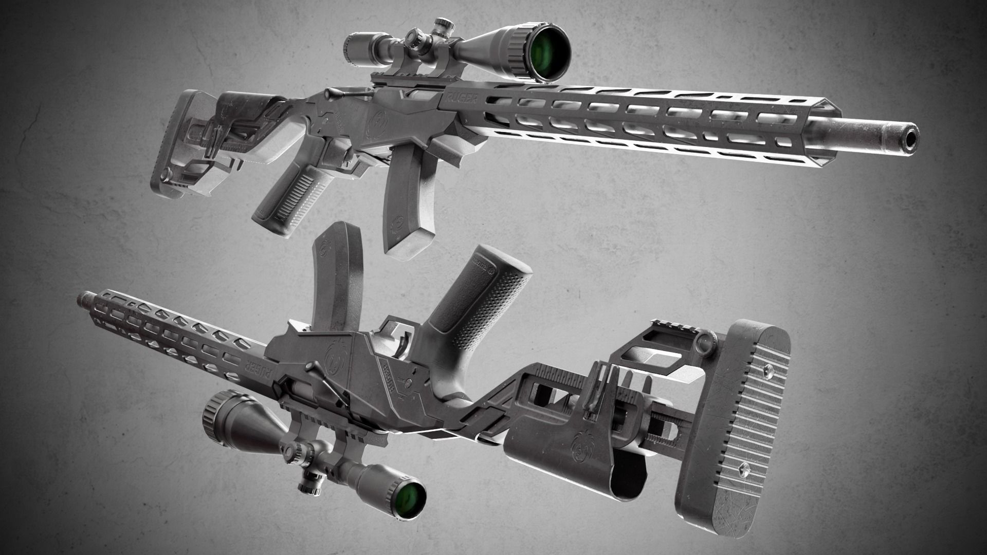 RUGER PRECISION RIMFIRE 8402 Low-poly 3D model_5