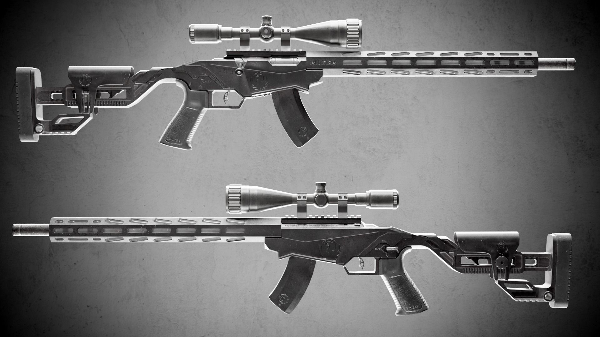 RUGER PRECISION RIMFIRE 8402 Low-poly 3D model_6