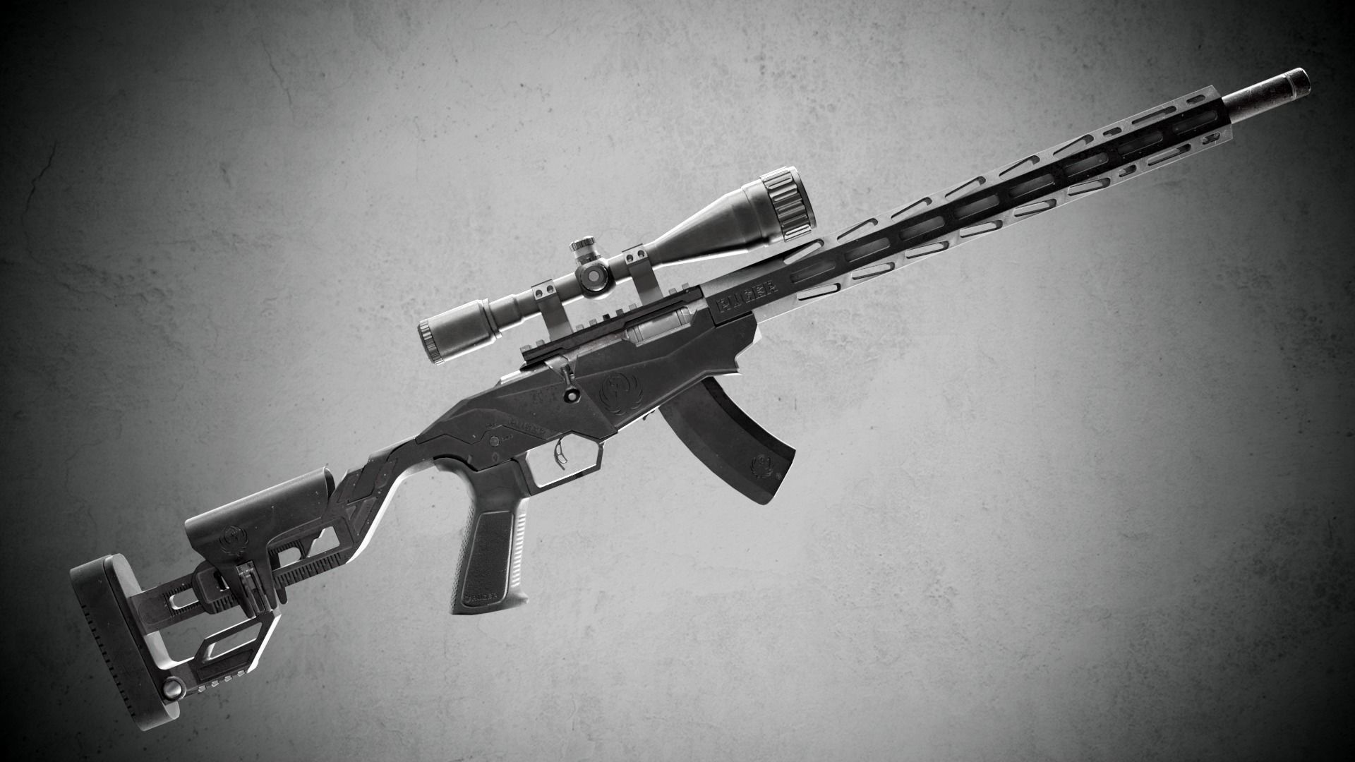 RUGER PRECISION RIMFIRE 8402 Low-poly 3D model_3