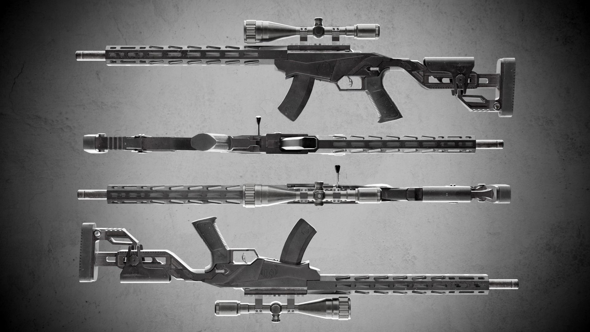 RUGER PRECISION RIMFIRE 8402 Low-poly 3D model_4