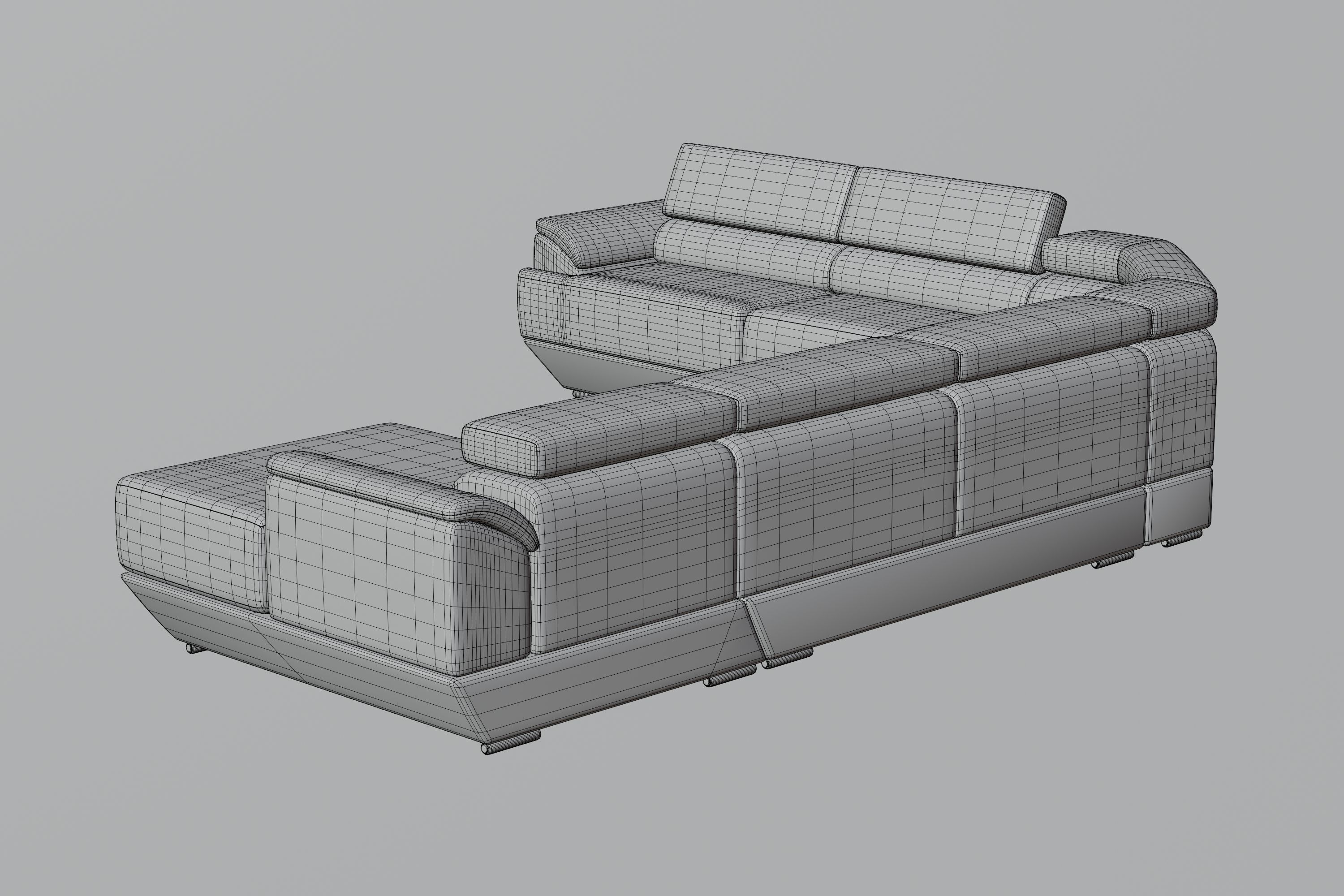 Modern White Leather Couch 3D model_12