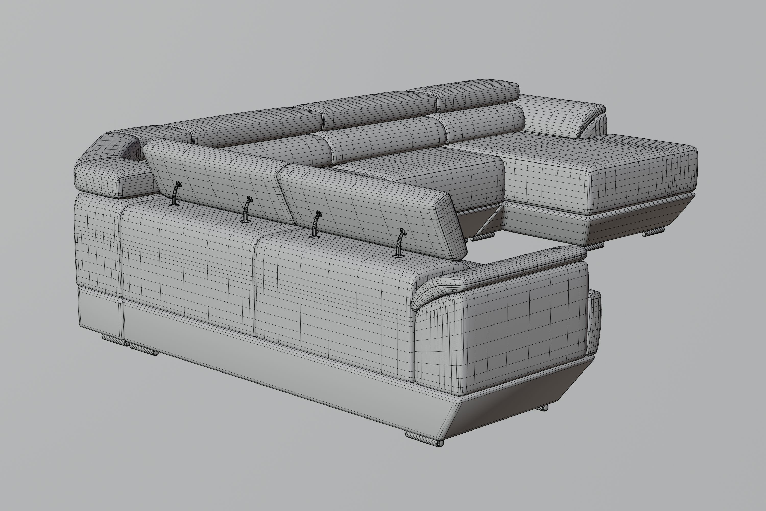 Modern White Leather Couch 3D model_4