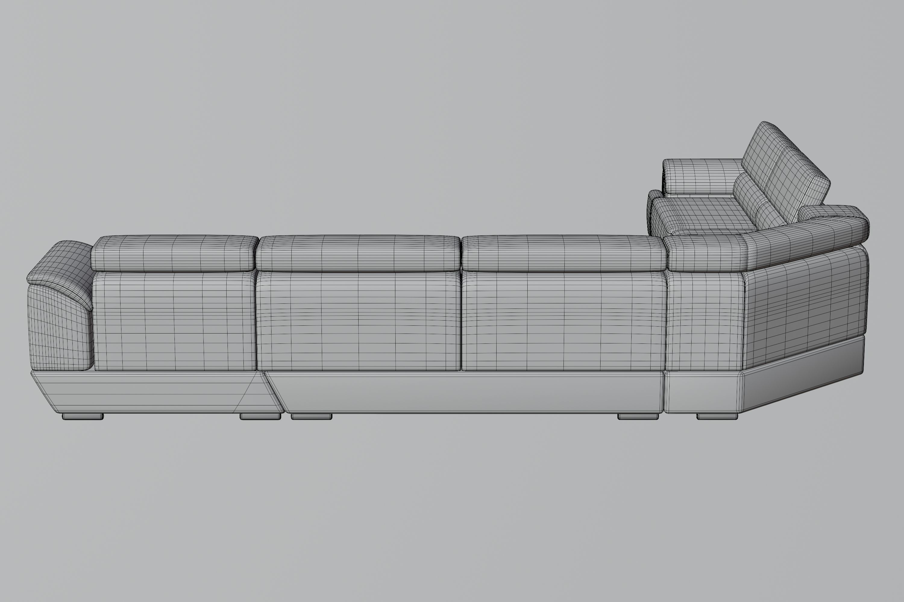 Modern White Leather Couch 3D model_10