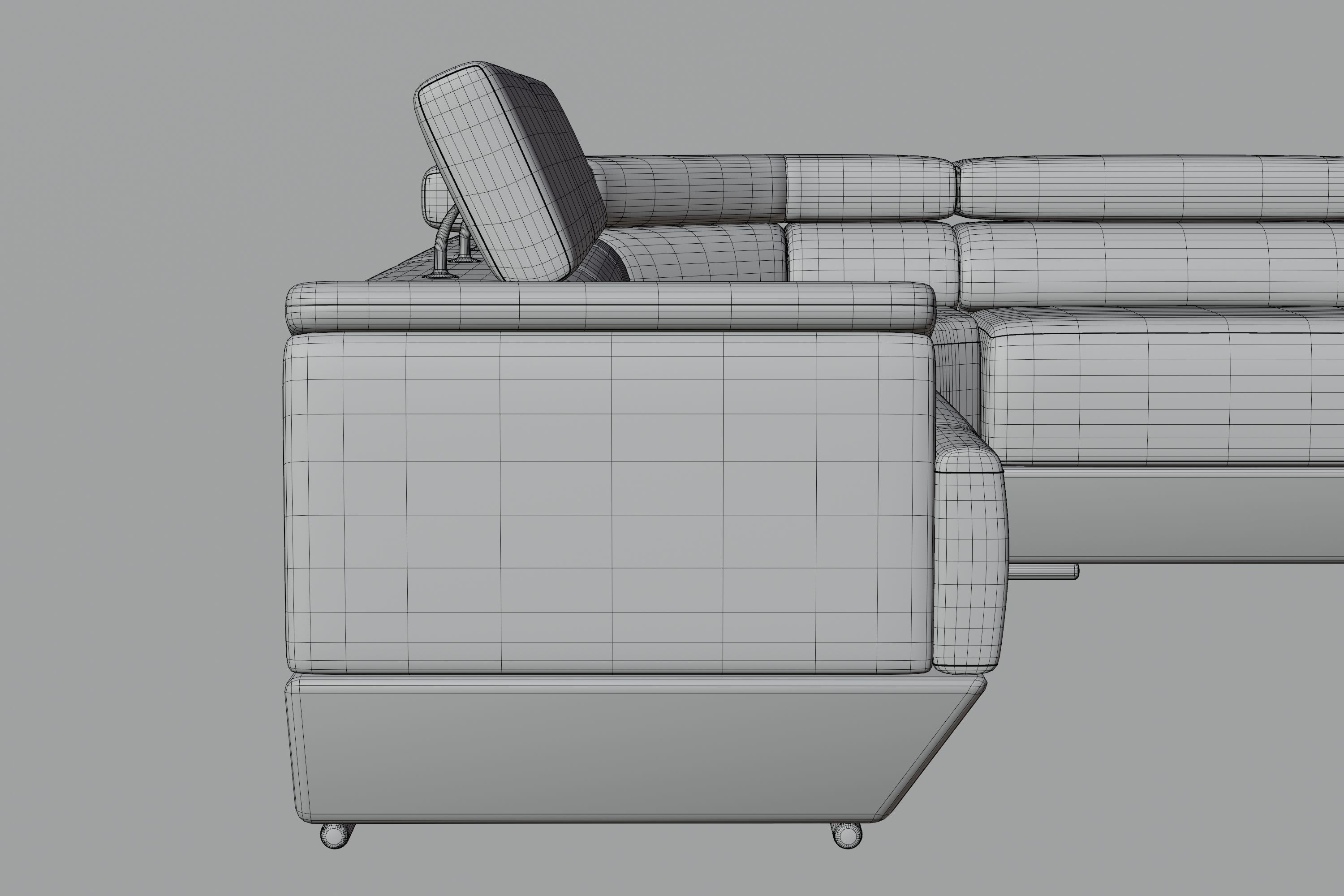 Modern White Leather Couch 3D model_18