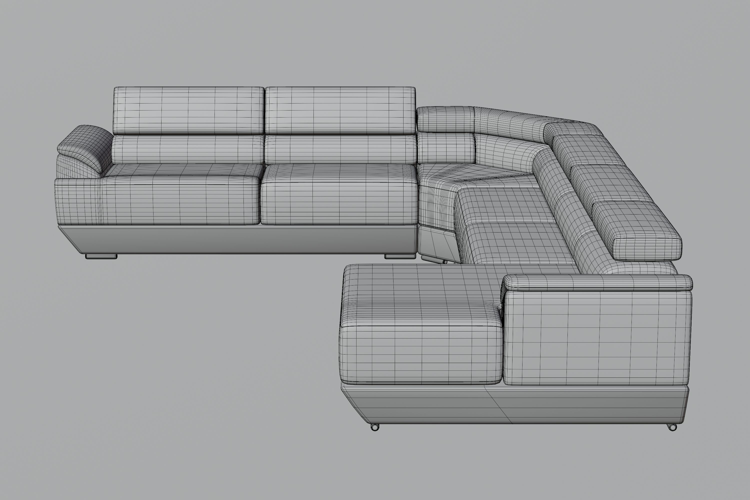 Modern White Leather Couch 3D model_14