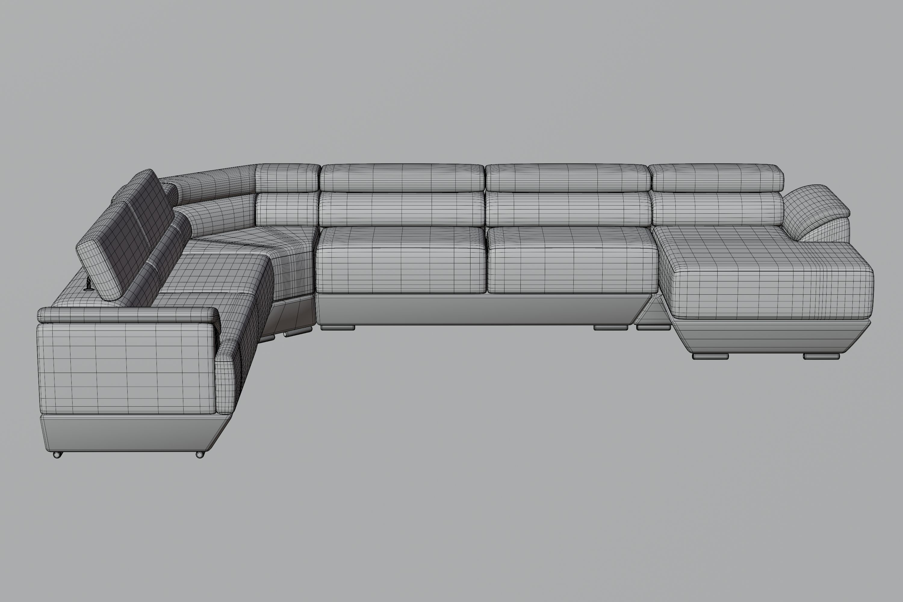 Modern White Leather Couch 3D model_2