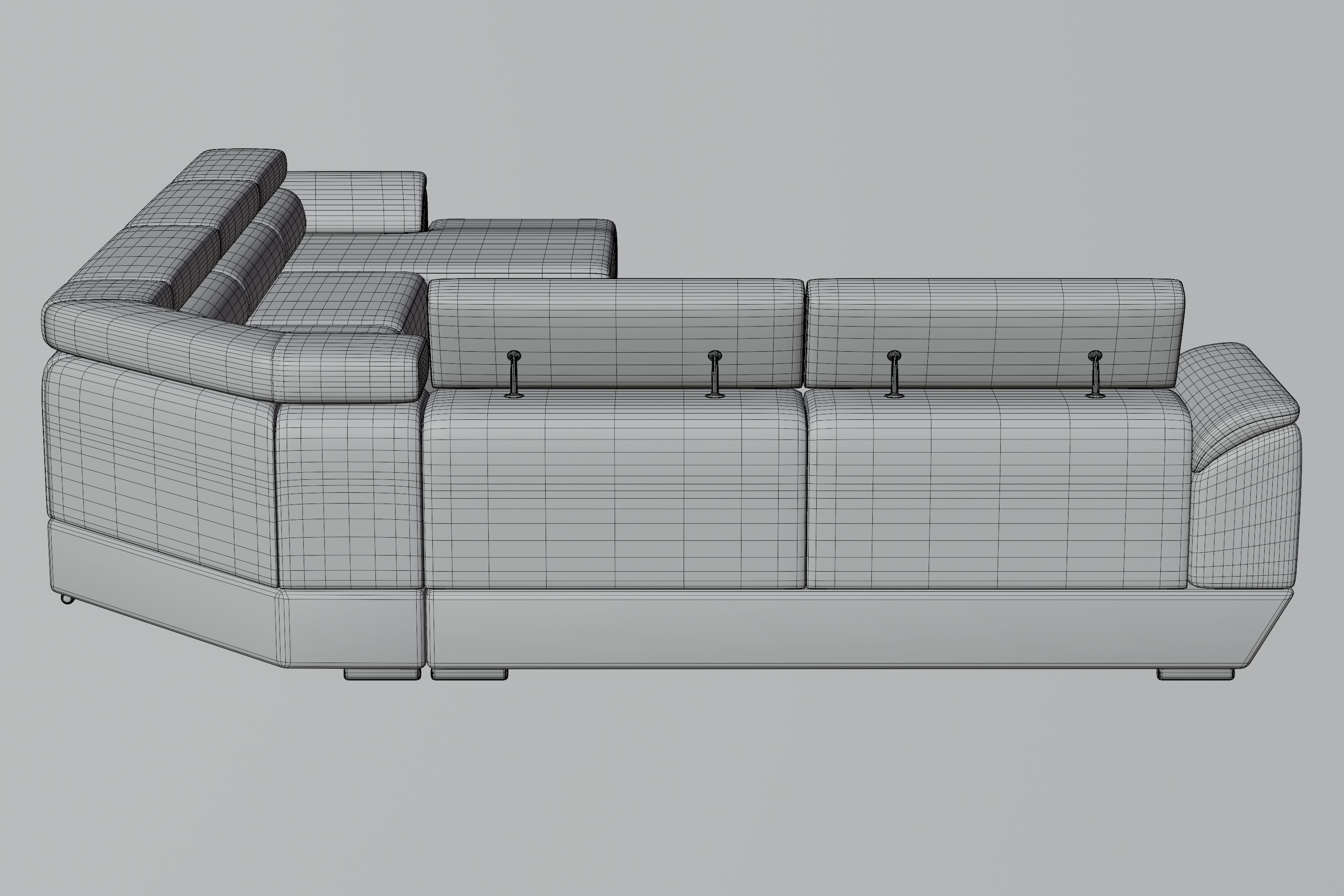 Modern White Leather Couch 3D model_6