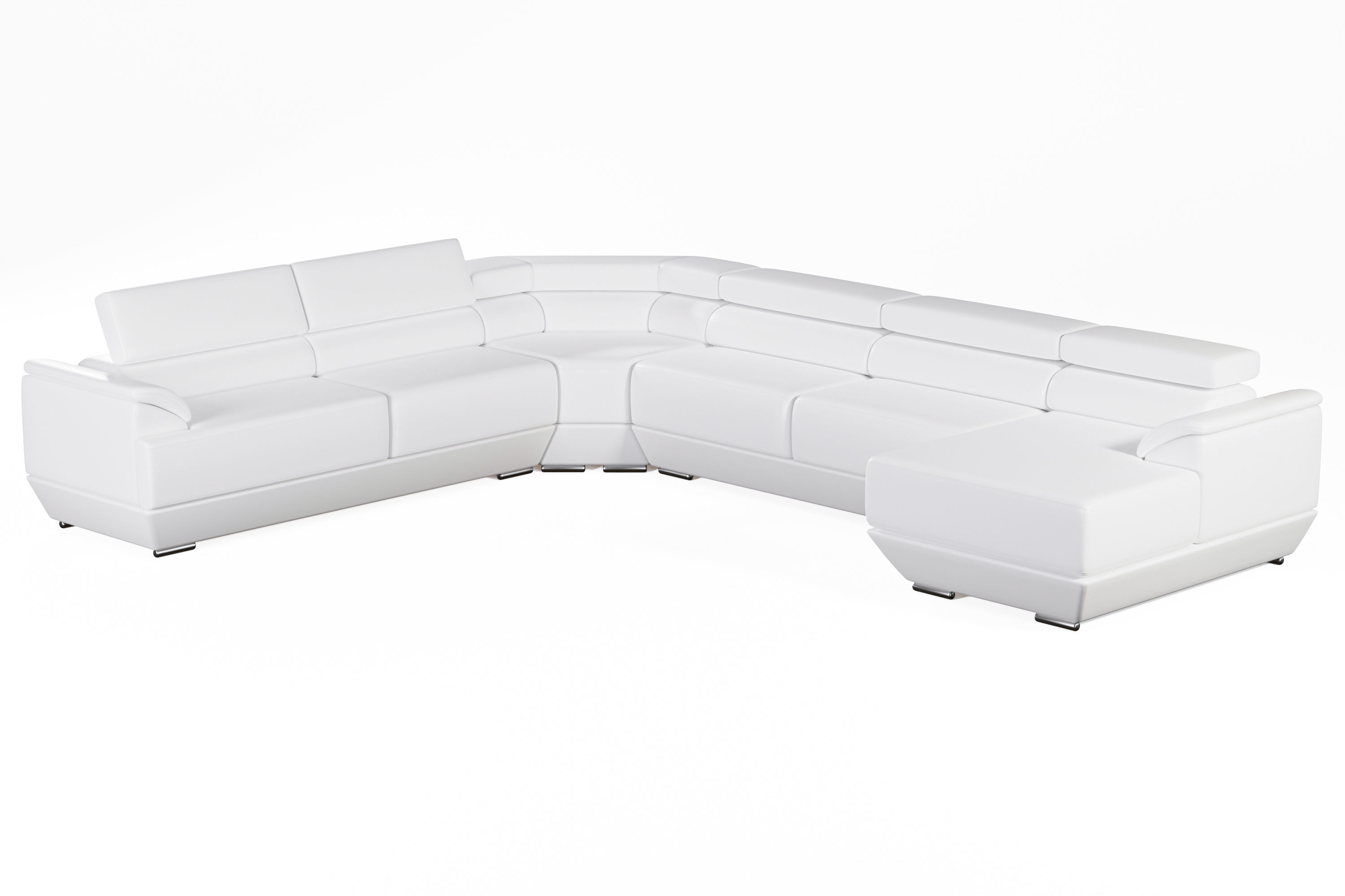 Modern White Leather Couch 3D model_15