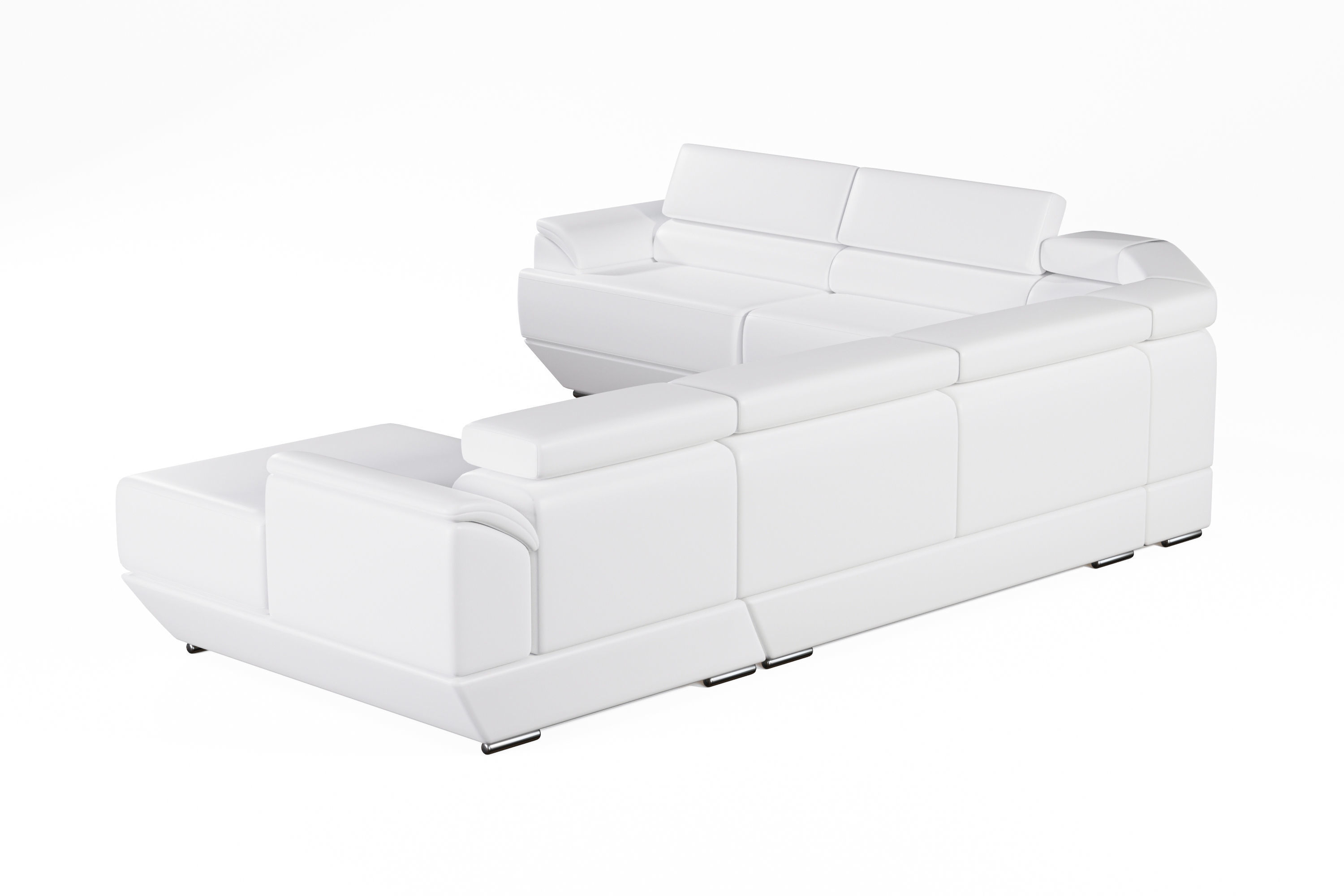 Modern White Leather Couch 3D model_11