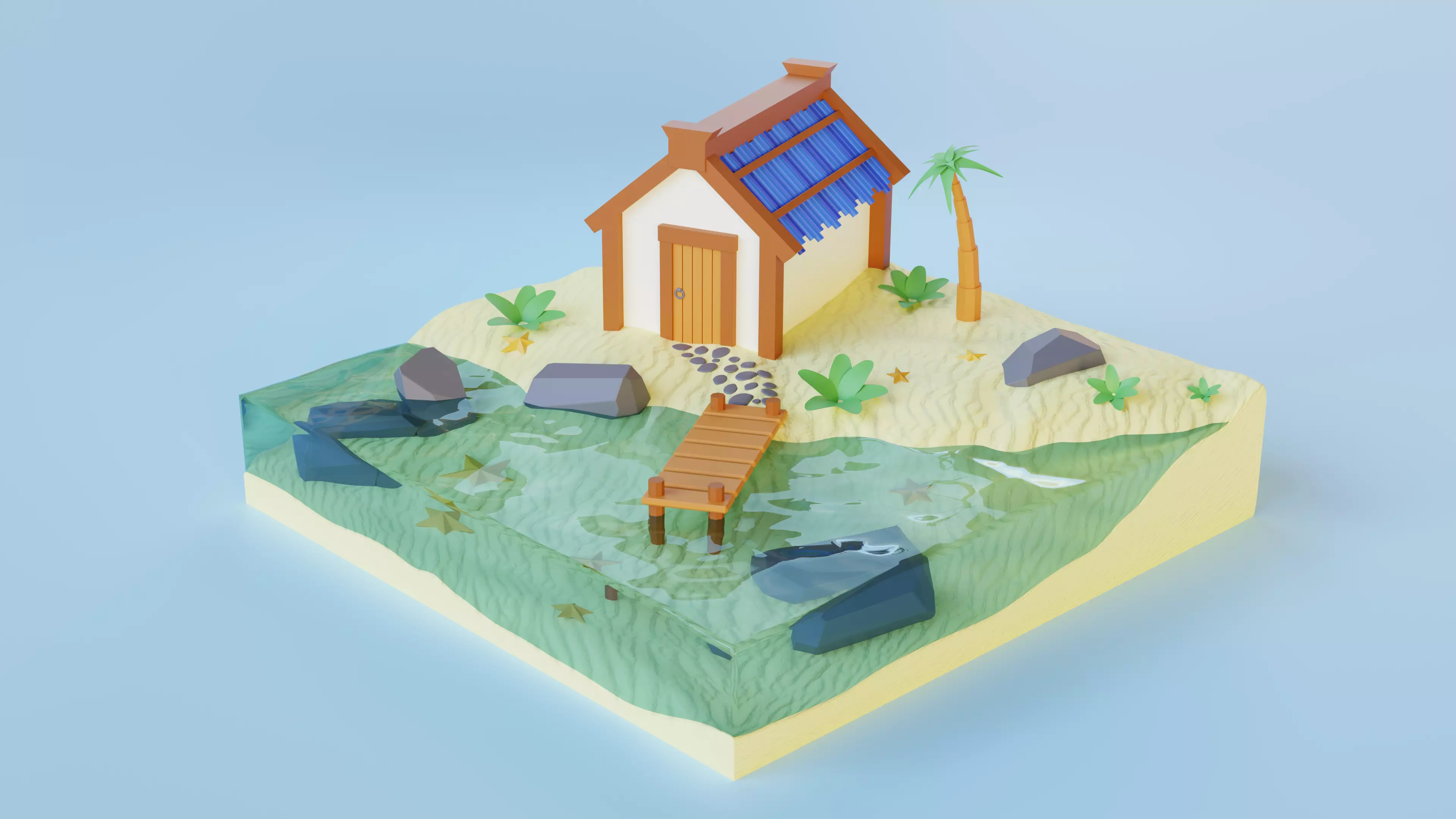 hous on the beach Free 3D model
