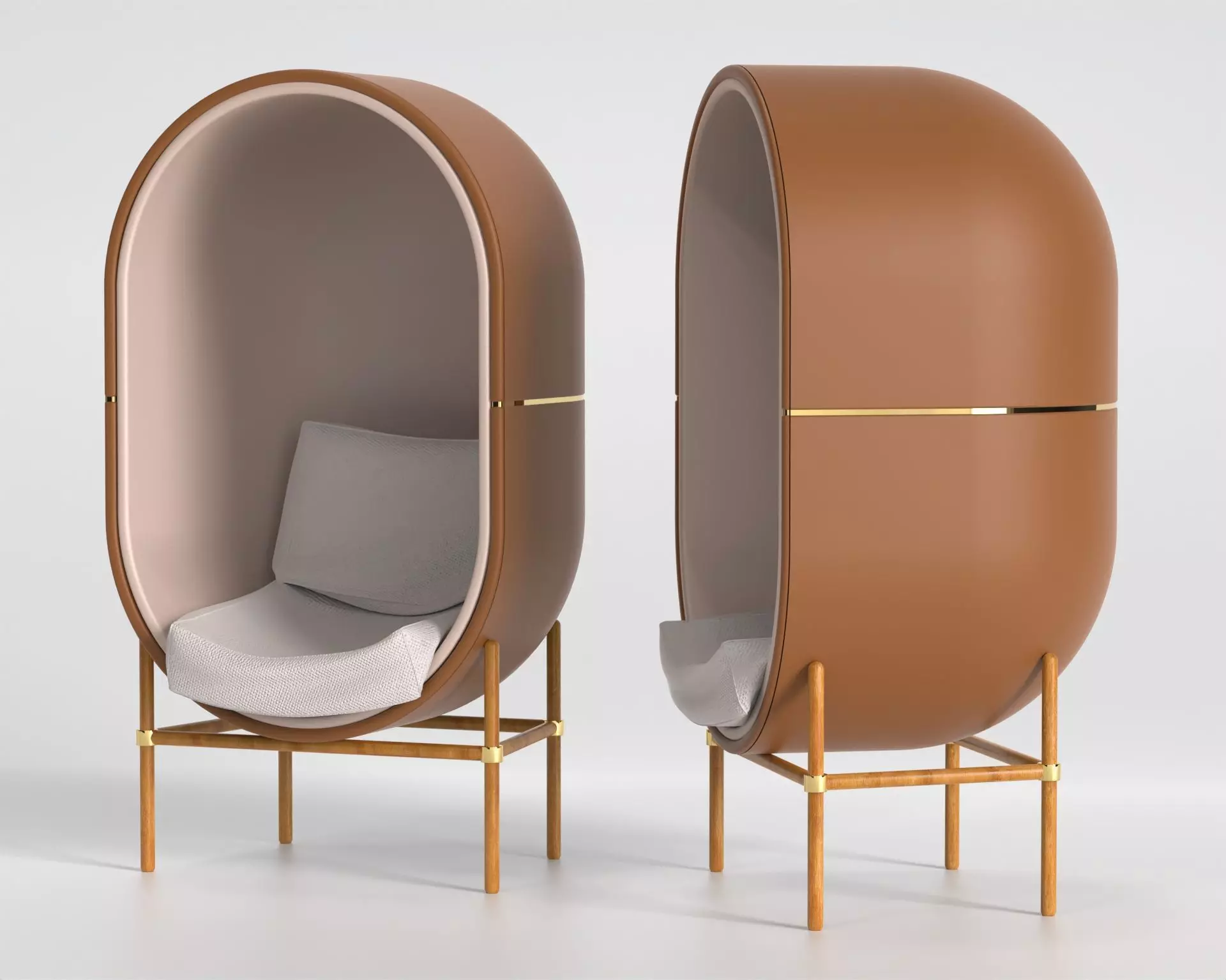 Capsule Chair Low-poly 3D model_0