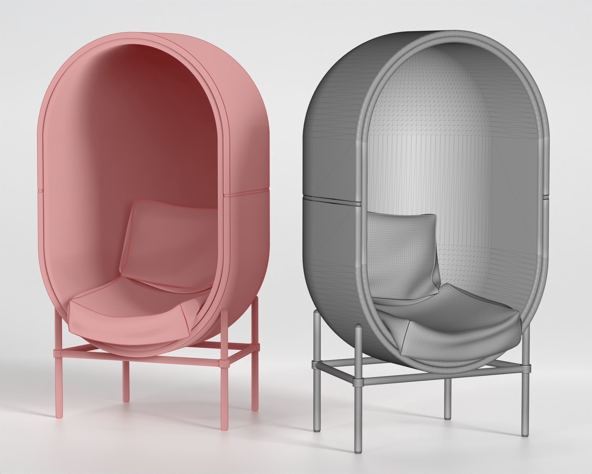 Capsule Chair Low-poly 3D model_4